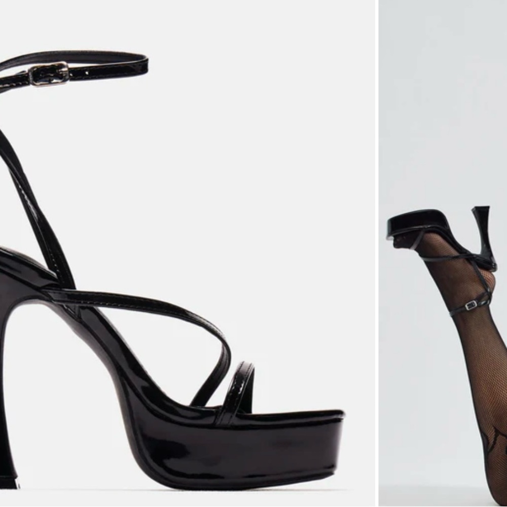 Sleek Black Strappy Heels